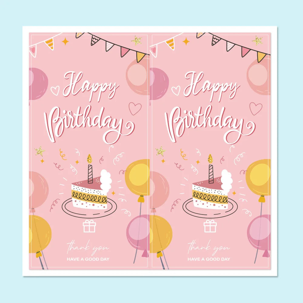 50Pcs/Pack Happy Birthday Stickers Seal Labels 2*4 Inch Cute Kids Gift Decorative Stickers Thank You Package Stickers (ONLINE ORDER ONLY)