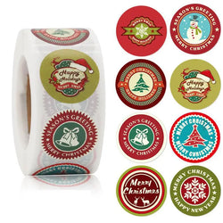 500pcs Merry Christmas Stickers Roll Round Holiday Label Stickers Christmas Envelope Stickers for Cards, Presents, Bag,Gift Box (ONLINE ORDER ONLY)