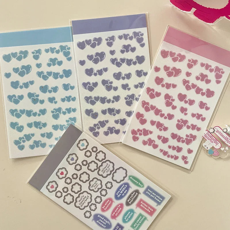 Korean ins Hot Stamping Love Ribbon Stickers Hand Account Decor DIY Collage Material Stationery Sticker Diary Album Decoration (ONLINE ORDER ONLY)