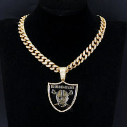Sports Customized LOGO Pendant Necklace with Iced Out Cuban Chains for Football Fans Birthday Gifts (ONLINE ORDER ONLY)