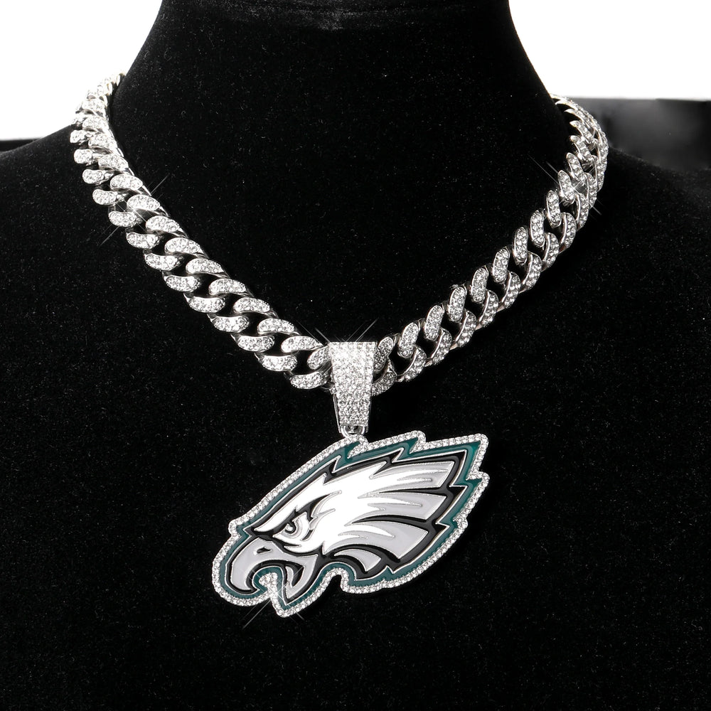 Sports Customized LOGO Pendant Necklace with Iced Out Cuban Chains for Football Fans Birthday Gifts (ONLINE ORDER ONLY)