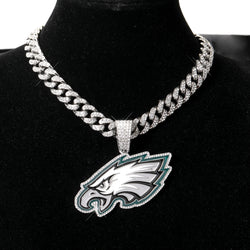 Sports Customized LOGO Pendant Necklace with Iced Out Cuban Chains for Football Fans Birthday Gifts (ONLINE ORDER ONLY)