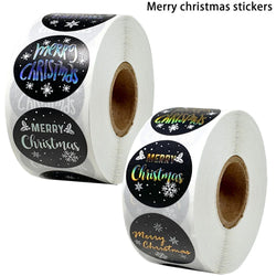 100-500Pcs Merry Christmas Stickers Seal Labels Gold Silver 1 Inch Round Stickers For Handmade Sticker Card Box Package Labels (ONLINE ORDER ONLY)