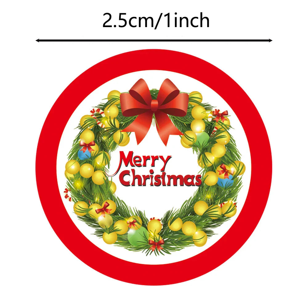 100-500Pcs Merry Christmas Sticker Christmas Party Holiday Decoration Gift Sealing Glue Baking Packaging Sticker Label 1inch (Online Order Only)