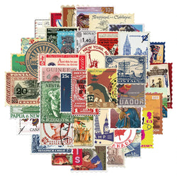 Vintage Travel Stamp Stickers 10/30/50pcs Waterproof Decals for Scrapbook, Phone, Laptop, Guitar, DIY (Online Order Only)