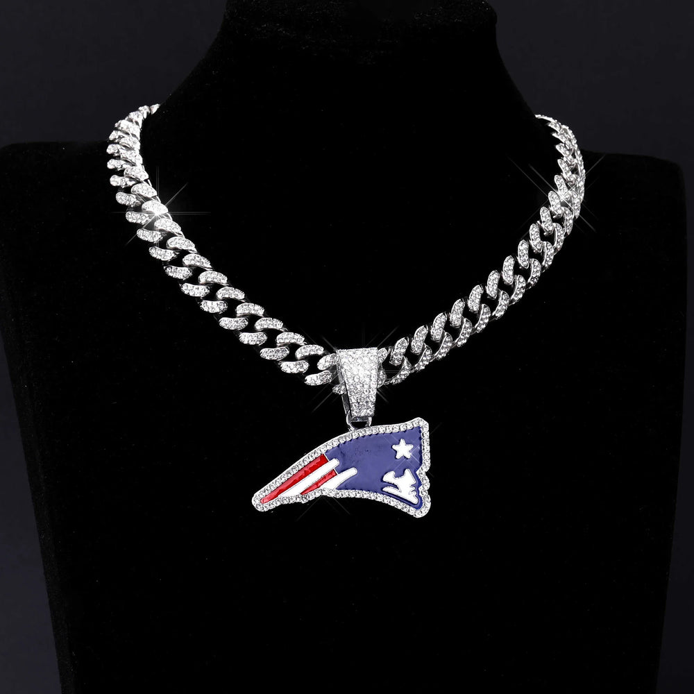 Sports Customized LOGO Pendant Necklace with Iced Out Cuban Chains for Football Fans Birthday Gifts (ONLINE ORDER ONLY)