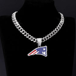 Sports Customized LOGO Pendant Necklace with Iced Out Cuban Chains for Football Fans Birthday Gifts (ONLINE ORDER ONLY)