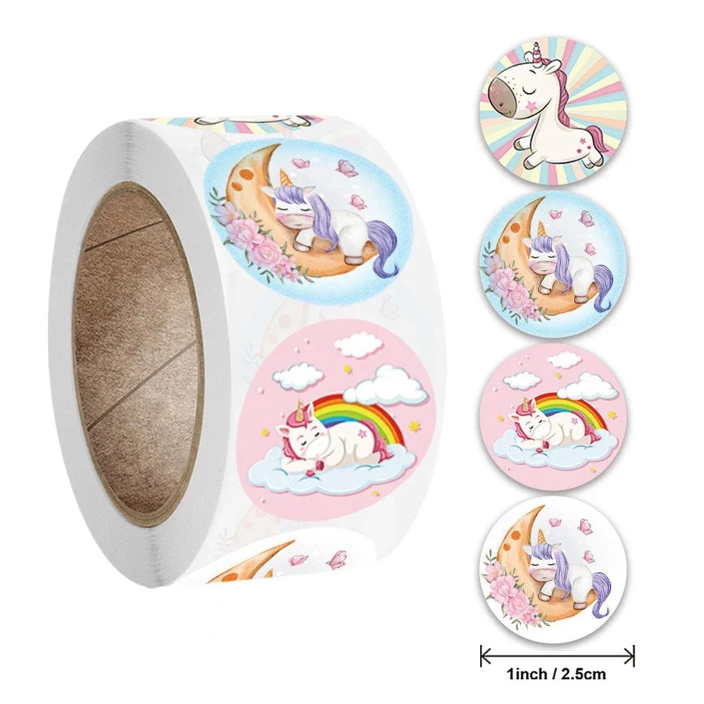 Reward Sticker For Kids Mermaid Unicorn Animal Cute Pattern 500pcs/roll 1 Inch 8 Designs School Teacher Supplies Child Sticker (ONLINE ORDER ONLY)