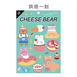 Kawaii Cheese Bear Stickers Scrapbooking Decorative Sticker Korean DIY Diary Album Stick Label School Stationery (Online Order Only)