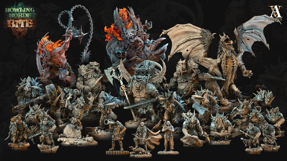 3D Printed Archvillain Games Howling Horde - Gnoll Trackers 28mm 32mm D&D (Online Only)