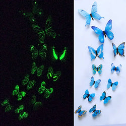 12Pcs Luminous 3D Butterfly Wall Stickers for Home Decoration (ONLINE ORDER ONLY)
