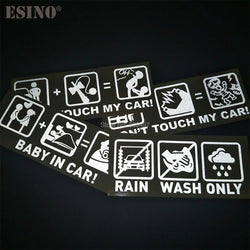 Car Styling Fashion Funny Decoration Car Accessory Don't Touch My Car Baby in Car Creative Reflective Stickers Car Body Decal (ONLINE ORDER ONLY)