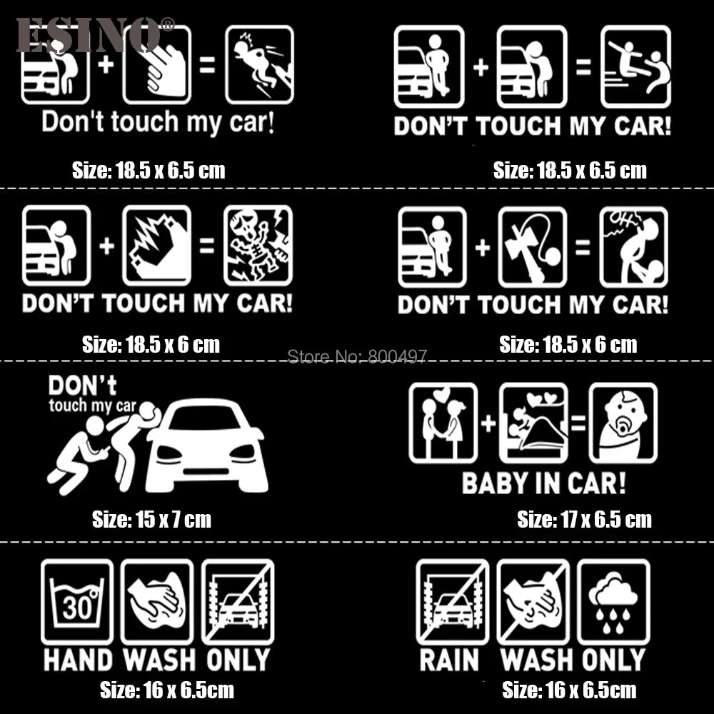 Car Styling Fashion Funny Decoration Car Accessory Don't Touch My Car Baby in Car Creative Reflective Stickers Car Body Decal (ONLINE ORDER ONLY)