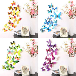 3D Butterfly Wall Stickers - 12Pcs PVC Self-Adhesive Home Decor Decals (Online Order Only)