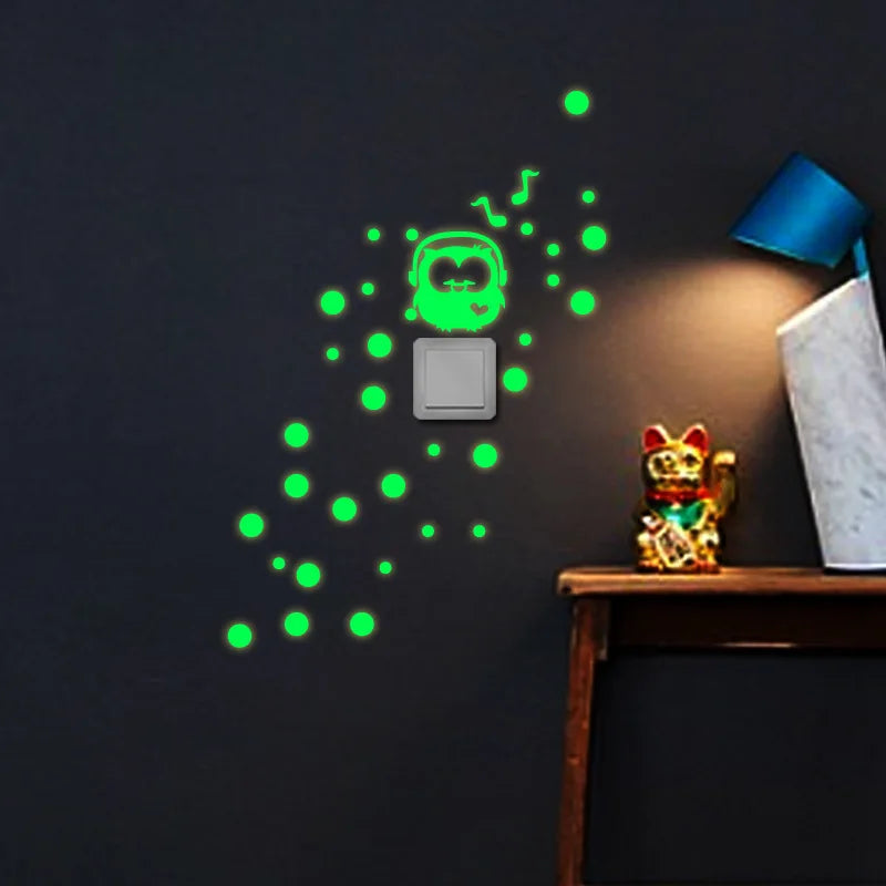 Glow in the Dark Cat Wall Stickers - Luminous Bedroom Decor Decals (ONLINE ORDER ONLY)