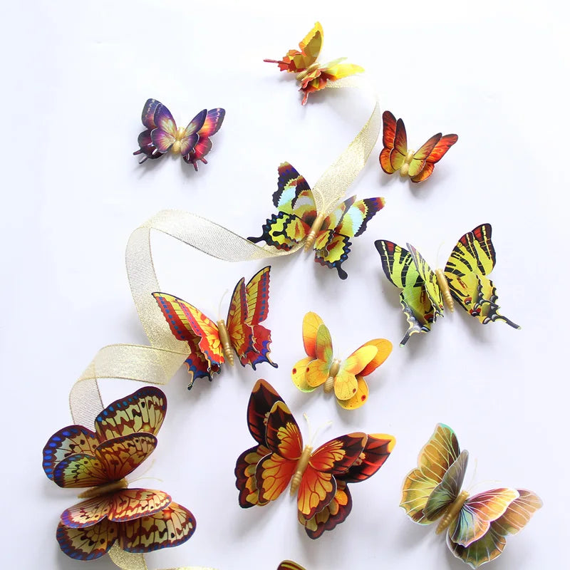 12Pcs 3D Butterfly Wall Stickers Magnet Fridge Wedding Decor (ONLINE ORDER ONLY)