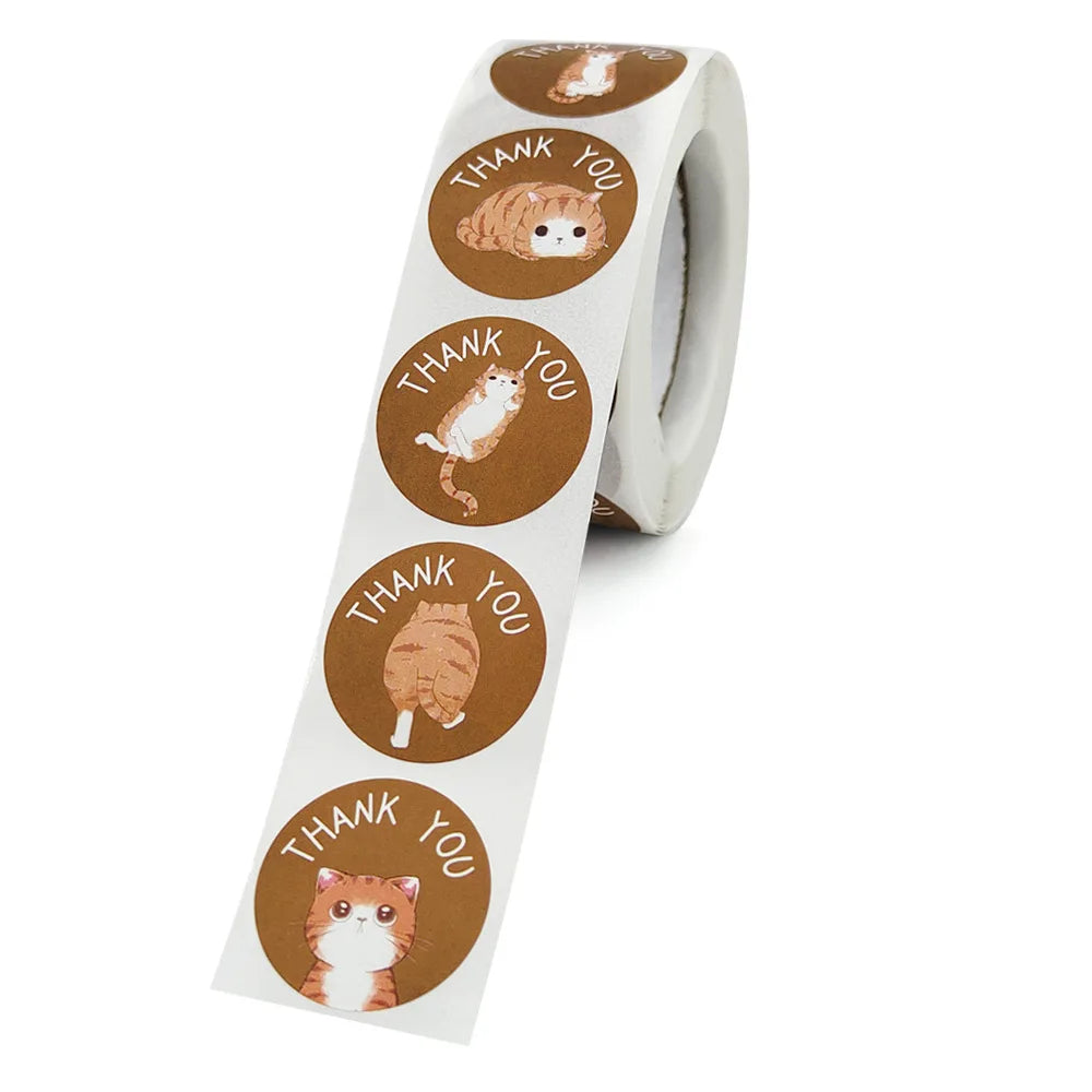 100-500pcs Cute Animal Thank You Stickers For Your Order Small Business Packaging,Birthday,Party Favors Merry Christmas,Wedding (ONLINE ORDER ONLY)