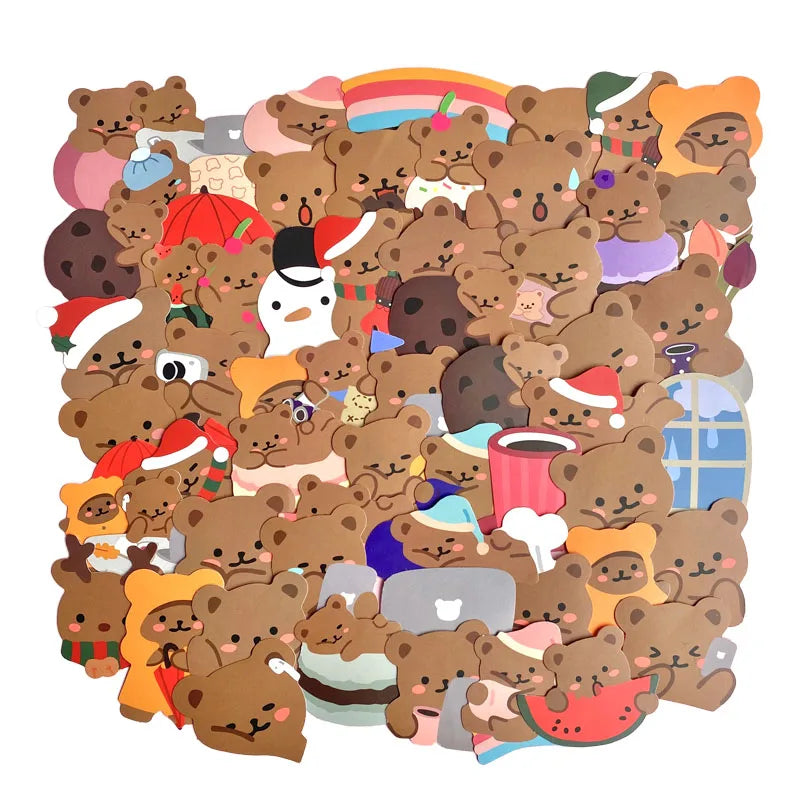 60Pcs/pack Cute Lazy Bear Stickers Scrapbooking Decorative Sticker Korean DIY Diary Album Stick Label Kawaii Stationery (ONLINE ORDER ONLY)