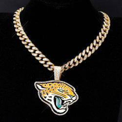 Sports Customized LOGO Pendant Necklace with Iced Out Cuban Chains for Football Fans Birthday Gifts (ONLINE ORDER ONLY)