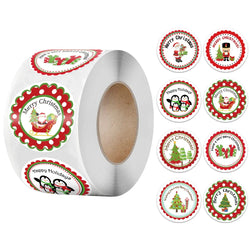100-500pcs Christmas Stickers Roll Cartoons Gift Cards Party Package Cute Santa Label Sealing Decor Party Decorative Stickers (ONLINE ORDER ONLY)