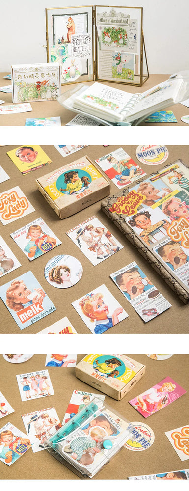 60Pcs/lot Retro Sweet Girl Stickers Scrapbooking Decorative Sticker DIY Diary Album Stick Label Kawaii Stationery (ONLINE ORDER ONLY)