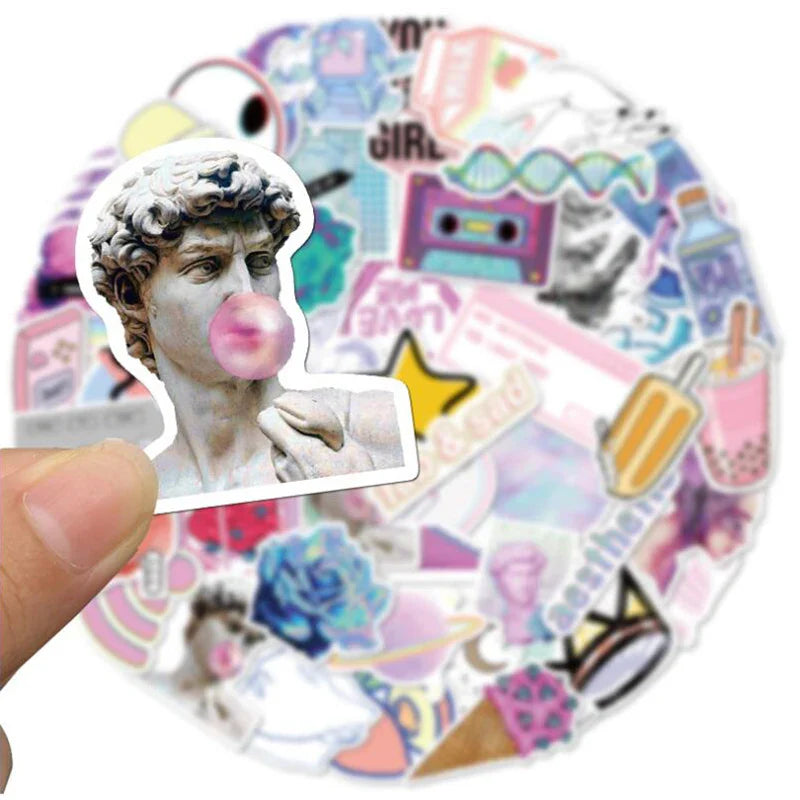 LL-129# Psychedelic Steam Wave Series 50/pcs sticker Laptop collection Gift Home Decor Fridge Styling Mixed Stickers (Online Order Only)