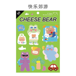 Kawaii Cheese Bear Stickers Scrapbooking Decorative Sticker Korean DIY Diary Album Stick Label School Stationery (Online Order Only)