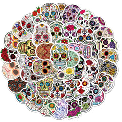 Colorful Skull Skeleton Stickers 10/30/50pcs Waterproof for Skateboard, Luggage, Phone, Car, Laptop, Fridge (Online Order Only)