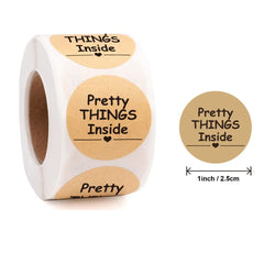 100-500pcs Round Paper Pink Pretty Things Inside Stickers Gold Thank You Stickers For Small Business Packaging Seal Label (ONLINE ORDER ONLY)
