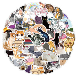 Kawaii Cat Stickers 10/30/50PCS Waterproof Decals for Motorcycle, Luggage, Guitar, Skateboard, Kids Gifts (ONLINE ORDER ONLY)