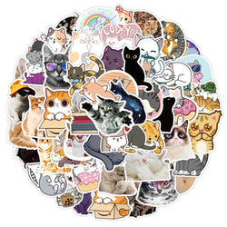 Kawaii Cat Stickers 10/30/50PCS Waterproof Decals for Motorcycle, Luggage, Guitar, Skateboard, Kids Gifts (ONLINE ORDER ONLY)
