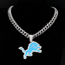 Sports Customized LOGO Pendant Necklace with Iced Out Cuban Chains for Football Fans Birthday Gifts (ONLINE ORDER ONLY)