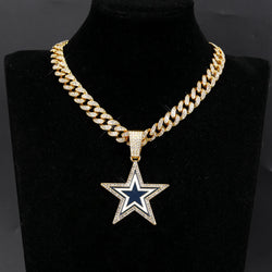 Sports Customized LOGO Pendant Necklace with Iced Out Cuban Chains for Football Fans Birthday Gifts (ONLINE ORDER ONLY)