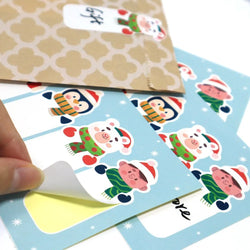 20-80Pcs Fashion Cartoon Cute Merry Christmas Stickers Labels For Gift Decorative Package Wrapping Gift Box 7*2.5CM (ONLINE ORDER ONLY)