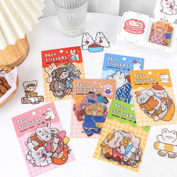 15Pcs/lot Cute Rabbit Bear Stickers PET Scrapbooking Stickers Decorative Ablum Diary For Children Stationery (ONLINE ORDER ONLY)