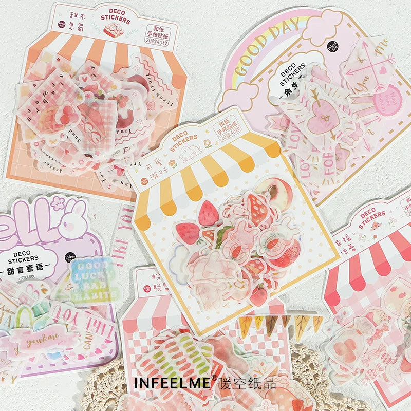 40Pcs/lot Sweet Life Series Stickers Scrapbooking Decorative Sticker DIY Diary Album Stick Label Escolar Cute Stationery Gift (Online Order Only)