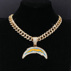 Sports Customized LOGO Pendant Necklace with Iced Out Cuban Chains for Football Fans Birthday Gifts (ONLINE ORDER ONLY)