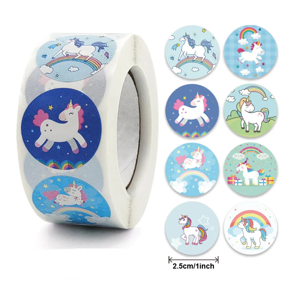 100-500PCS Cute Unicorn Reward Stickers Children Girl Gift Scrapbook Decoration Label 1Inch Handmade DIY Cartoon Toy Stickers (Online Order Only)