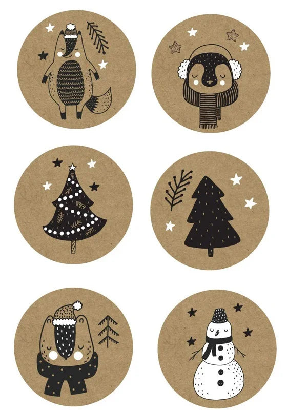 100-500pcs Merry Christmas Handmade Sticker Card Box Package Thank You Seal Label Wedding Party Supplies (Online Order Only)
