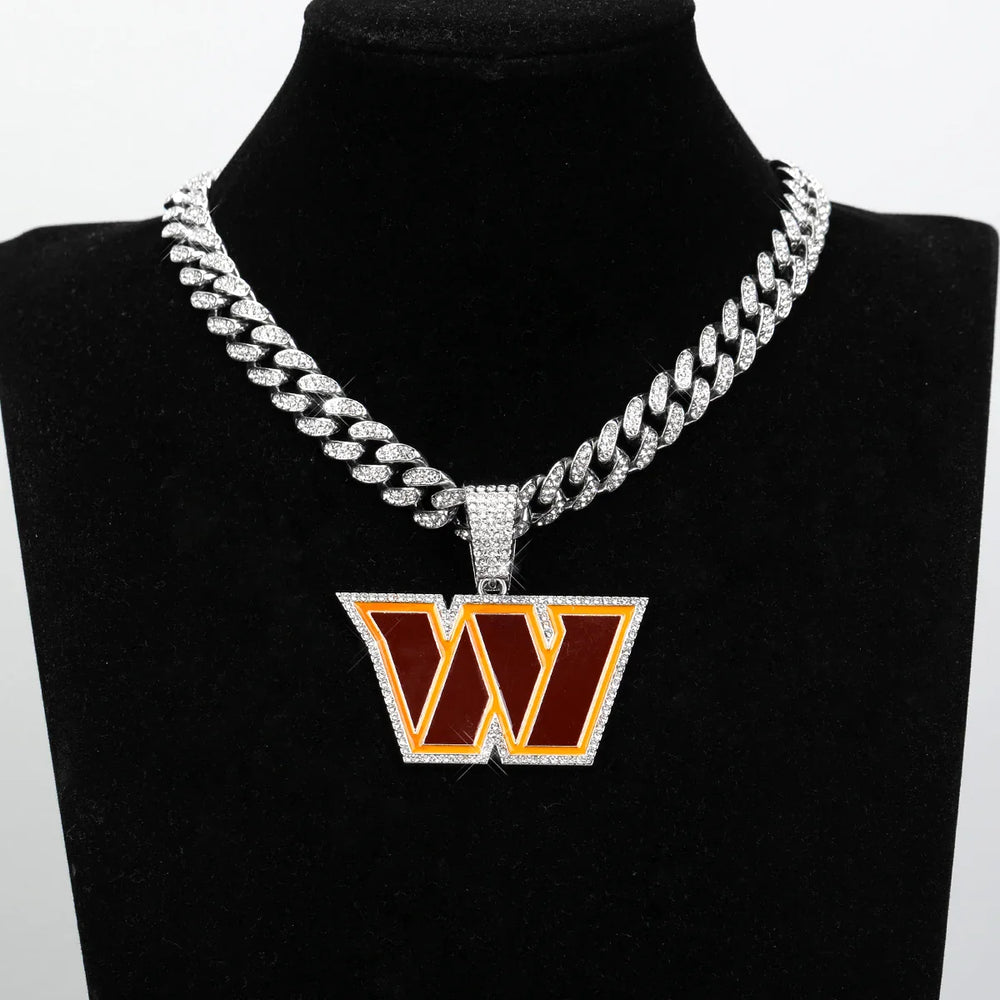 Sports Customized LOGO Pendant Necklace with Iced Out Cuban Chains for Football Fans Birthday Gifts (ONLINE ORDER ONLY)