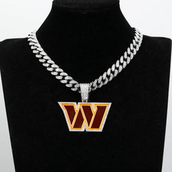Sports Customized LOGO Pendant Necklace with Iced Out Cuban Chains for Football Fans Birthday Gifts (ONLINE ORDER ONLY)