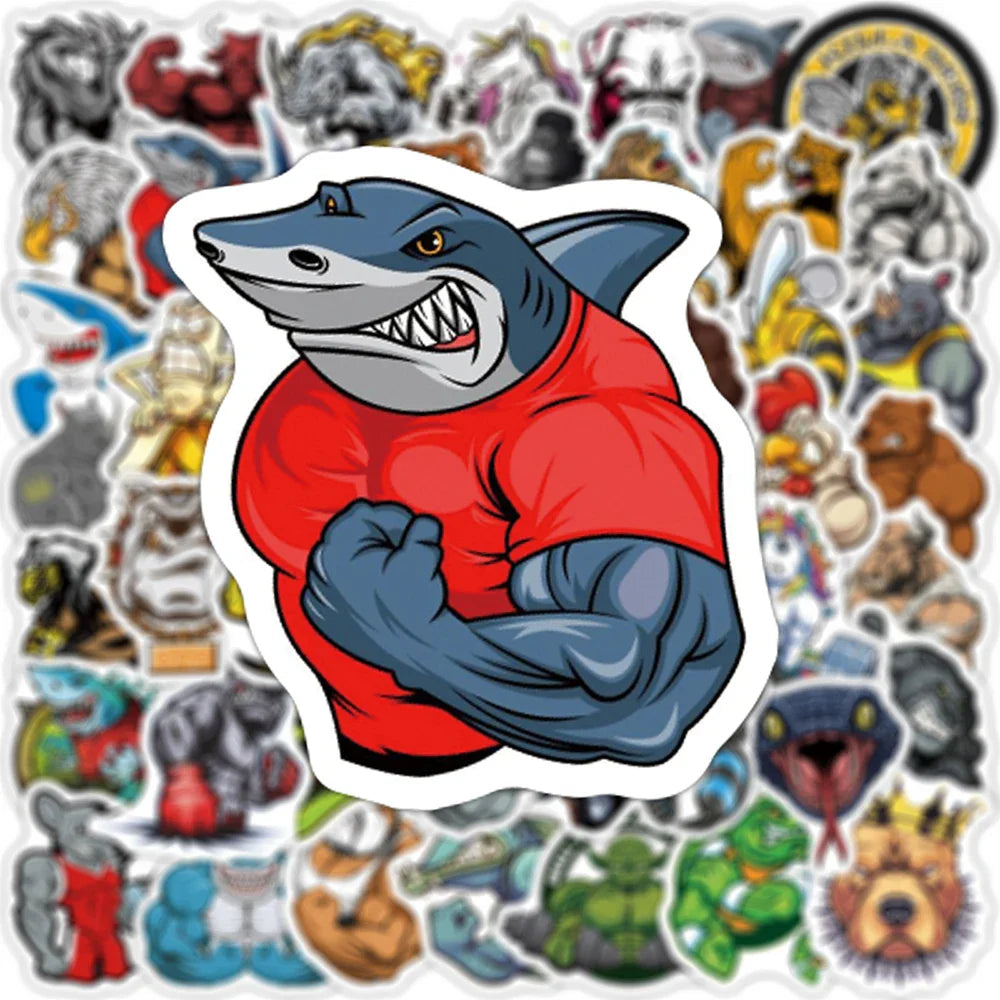 10/30/50PCS Cool Animal Stickers Car Motorcycle Travel Luggage Phone Guitar Fridge Laptop Waterproof Graffiti Sticker Kid Toys (ONLINE ORDER ONLY)