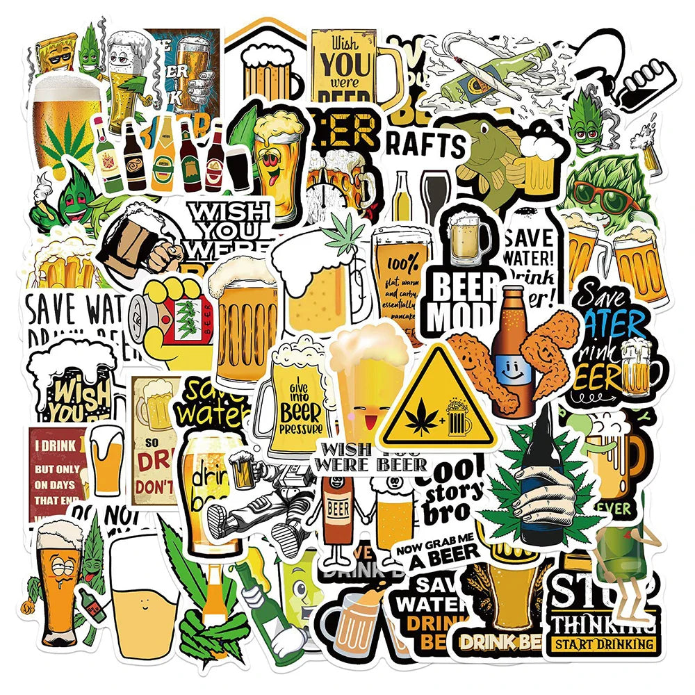 Funny Beer Stickers Pack - Skateboard, Laptop, Motorcycle, Phone, Party, Graffiti Decals (ONLINE ORDER ONLY)