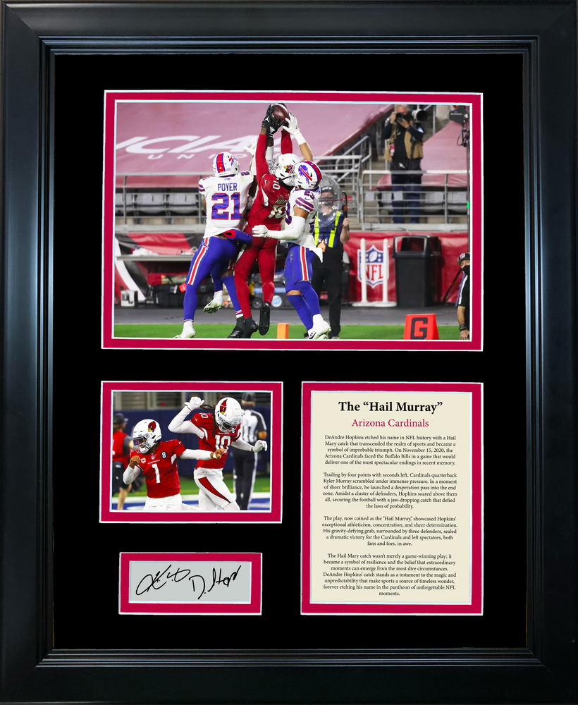 Framed The  Hail Murray  Kyler Murray & DeAndre Hopkins Catch Dual Facsimile Laser Engraved Signature Auto Arizona Cardinals Football 11"x14" Photo Sig Collage (ONLINE ORDER ONLY)