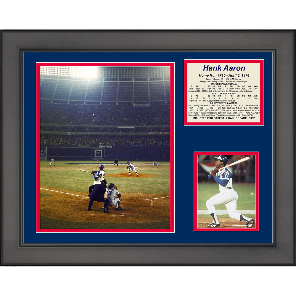 Framed Hank Aaron 715th Home Run Atlanta Braves Baseball 11"x14" Three Photo Collage (ONLINE ORDER ONLY)