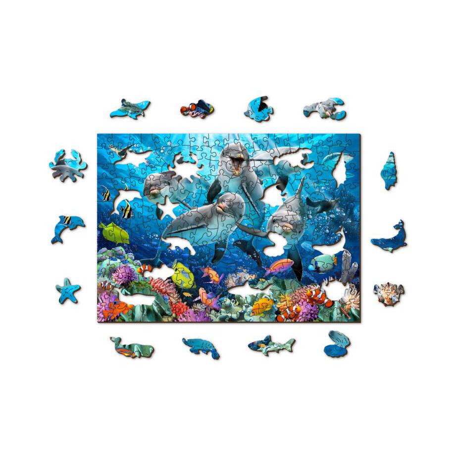 Happy Dolphins 200 Piece Wood Jigsaw Puzzle Wooden City (ONLINE ORDER ONLY)