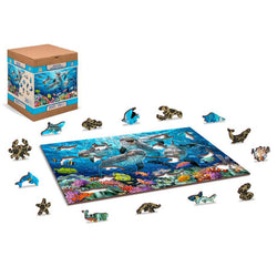 Happy Dolphins 200 Piece Wood Jigsaw Puzzle Wooden City (ONLINE ORDER ONLY)