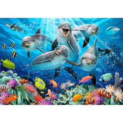 Happy Dolphins 200 Piece Wood Jigsaw Puzzle Wooden City (ONLINE ORDER ONLY)
