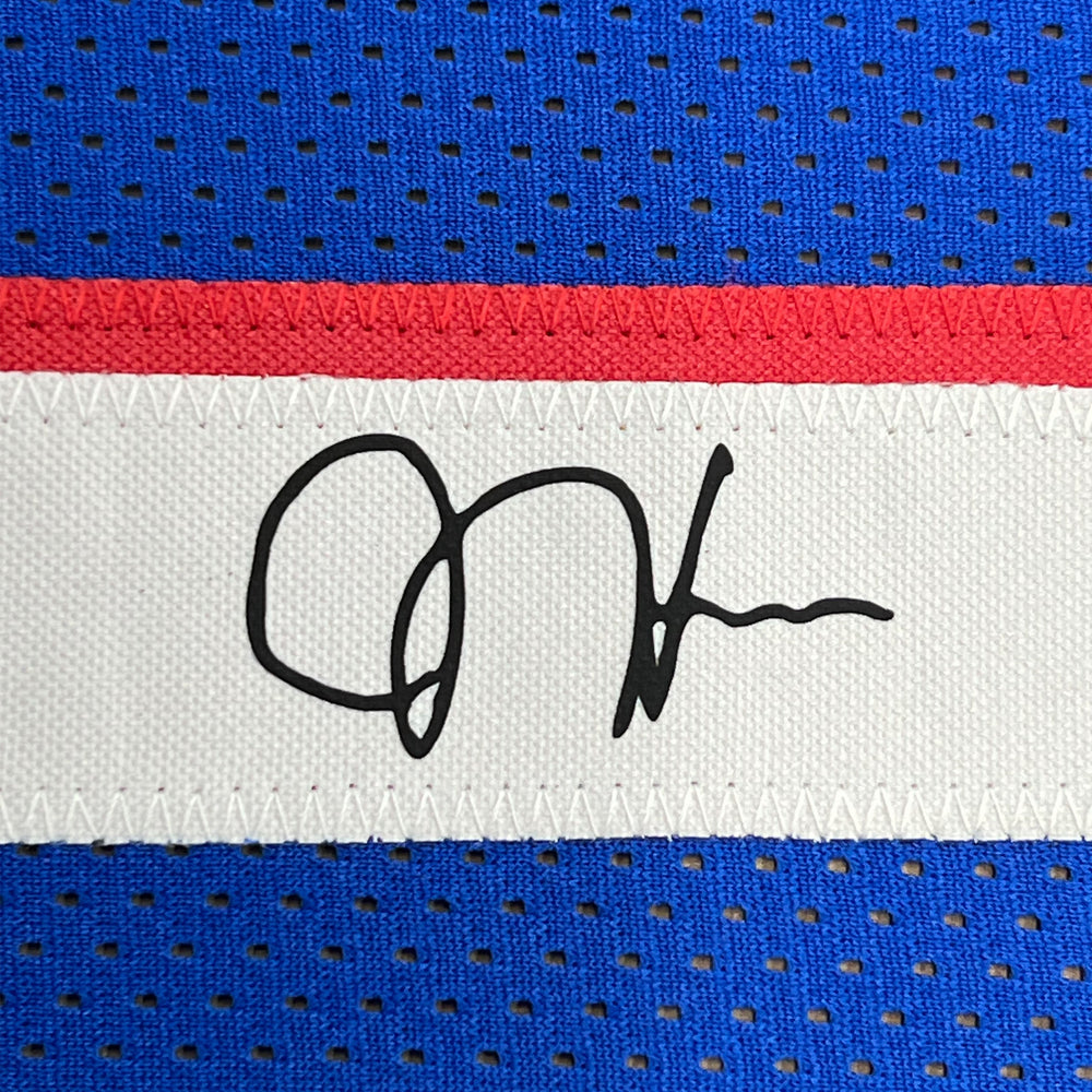 Framed Facsimile Autographed James Harden 35x39 Philadelphia Blue Reprint Laser Auto Basketball Jersey (ONLINE ORDER ONLY)