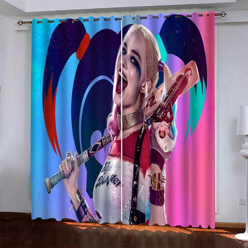 Harley Quinn Pattern Curtains Blackout Window Drapes (Online Order Only)